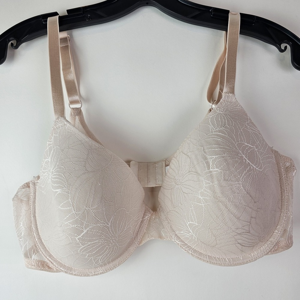 Ellen Tracy Pink Floral Semi Sheer T-Shirt Bra Style‎ ET84001P2 Bra Size 38D